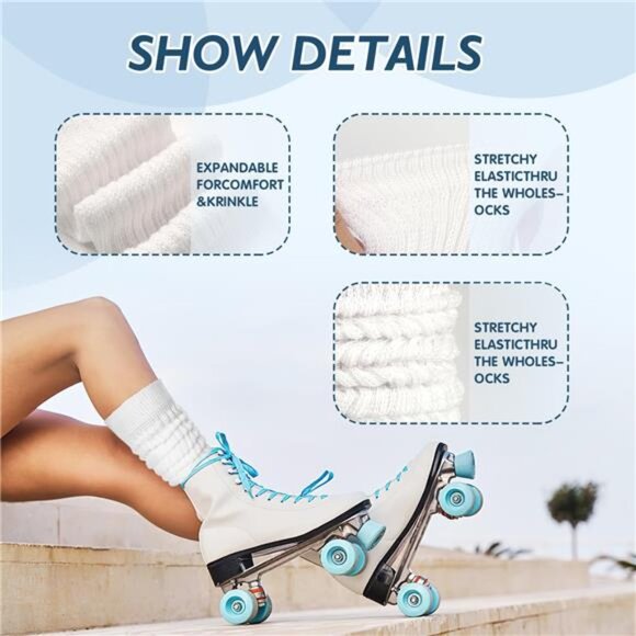 Women's Slouch Socks - Soft Extra Long Scrunch Knee High Socks - Picture 5 of 8